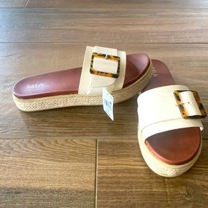 Mia off-white espadrille mule sandals